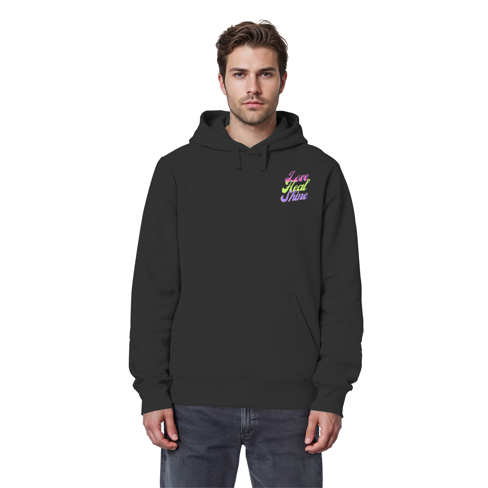 Organic Basic Unisex Hoodie „Love Heal Shine"