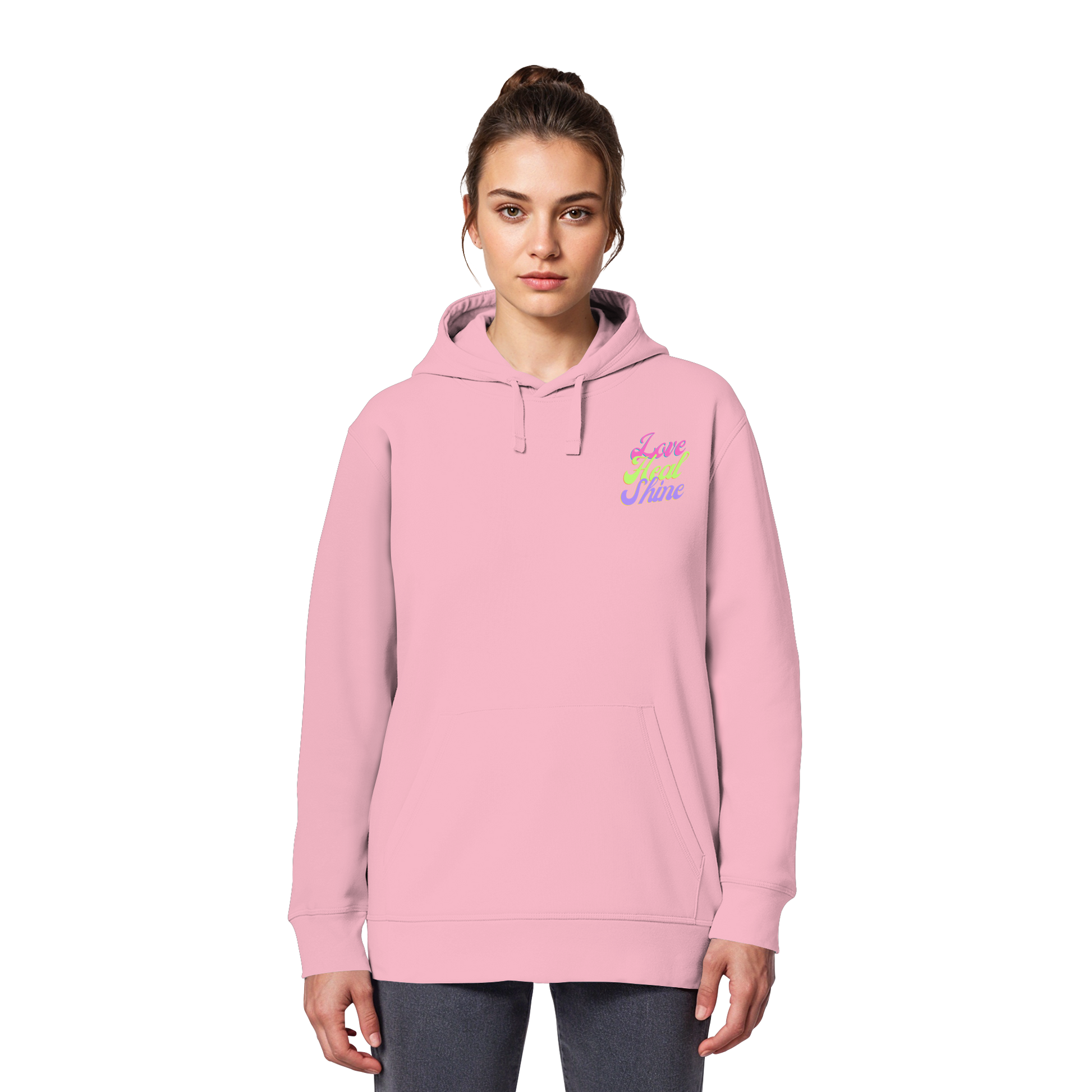 Organic Basic Unisex Hoodie „Love Heal Shine"