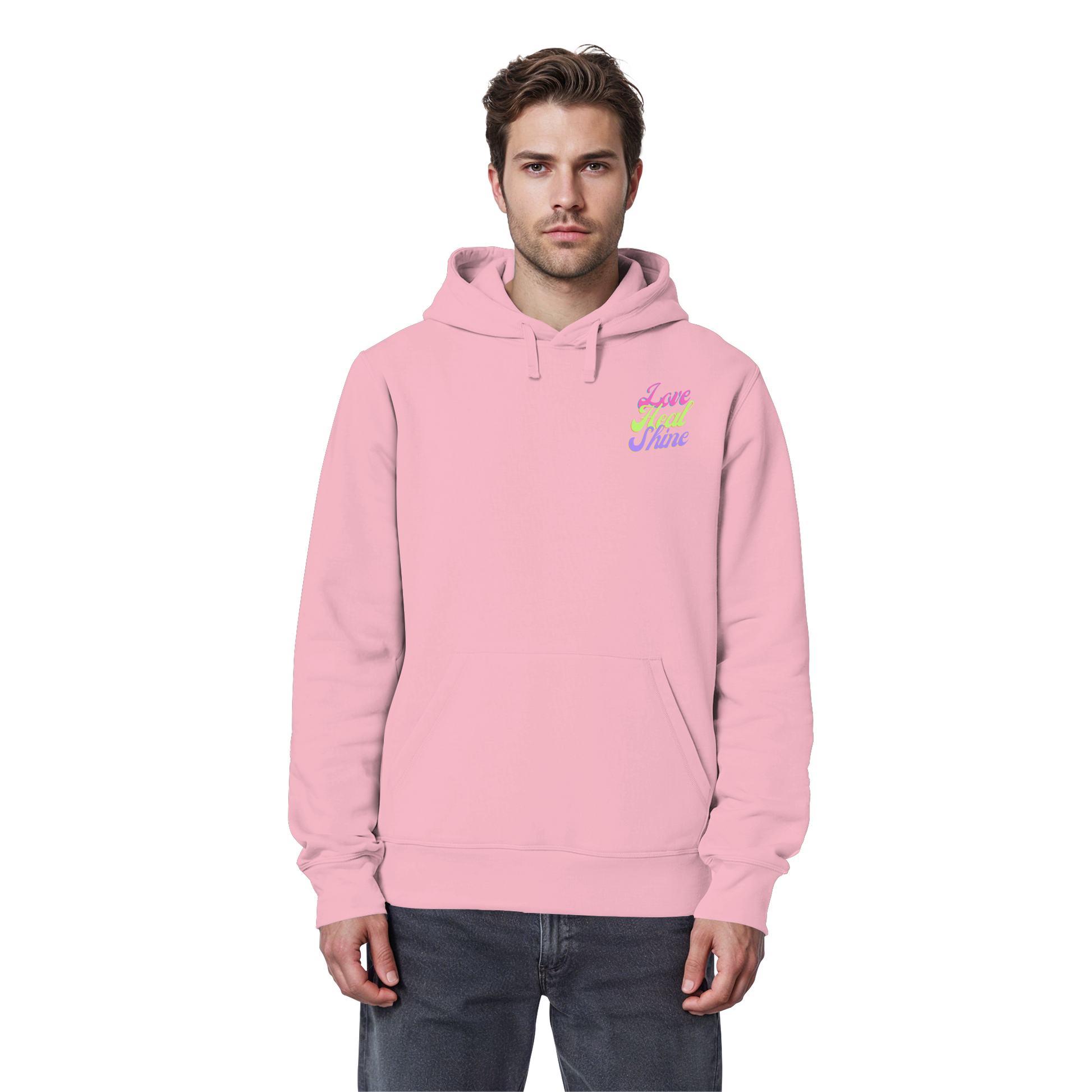 Organic Basic Unisex Hoodie „Love Heal Shine"