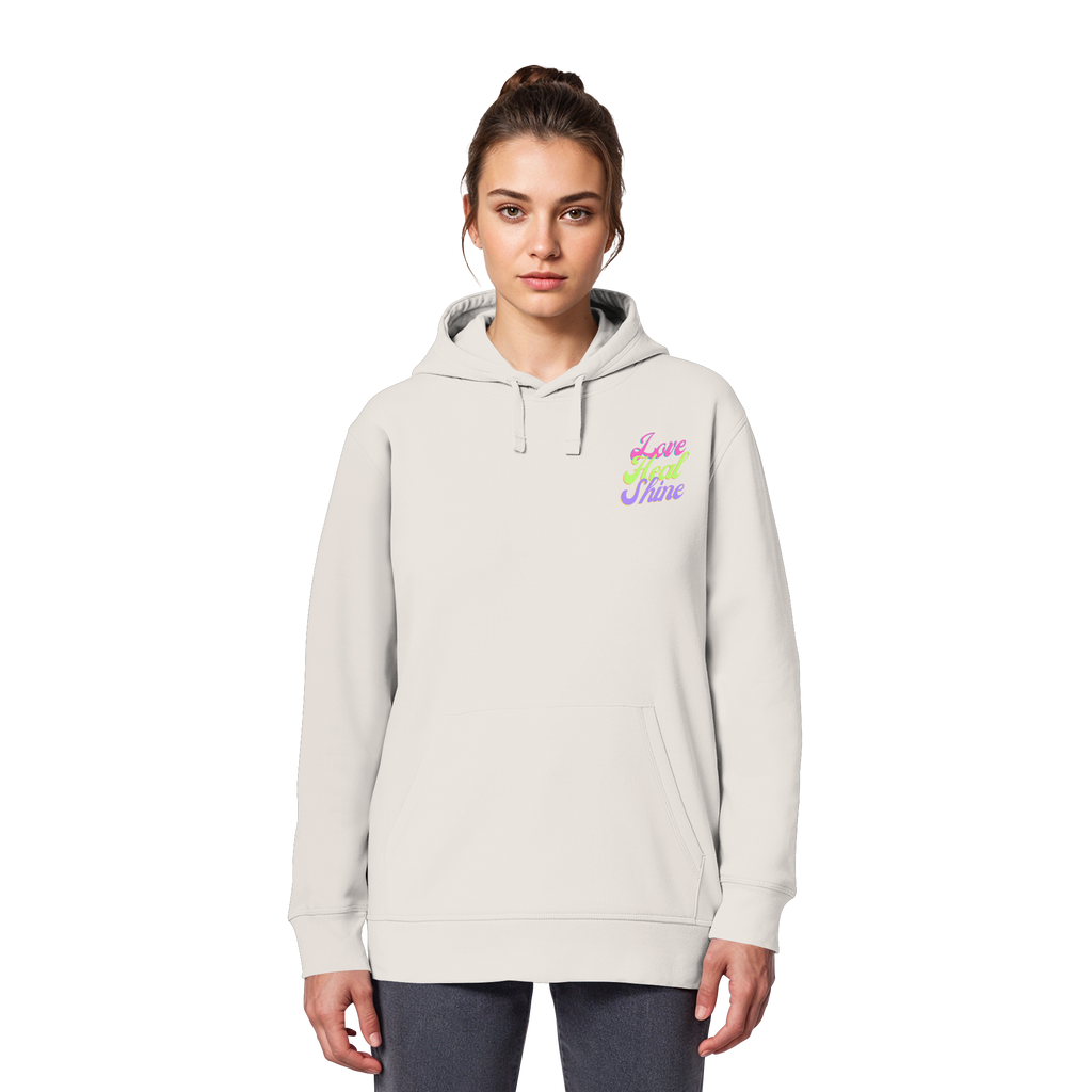 Organic Basic Unisex Hoodie „Love Heal Shine"