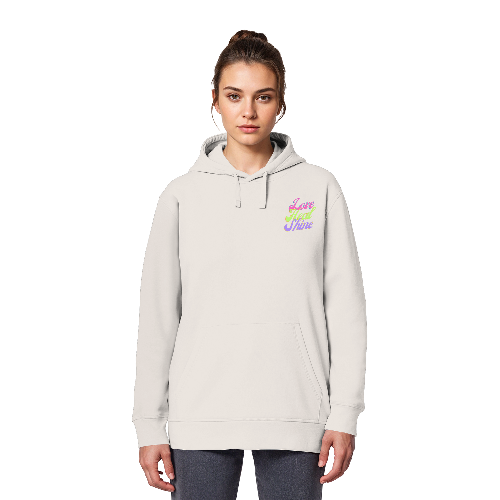 Organic Basic Unisex Hoodie „Love Heal Shine"
