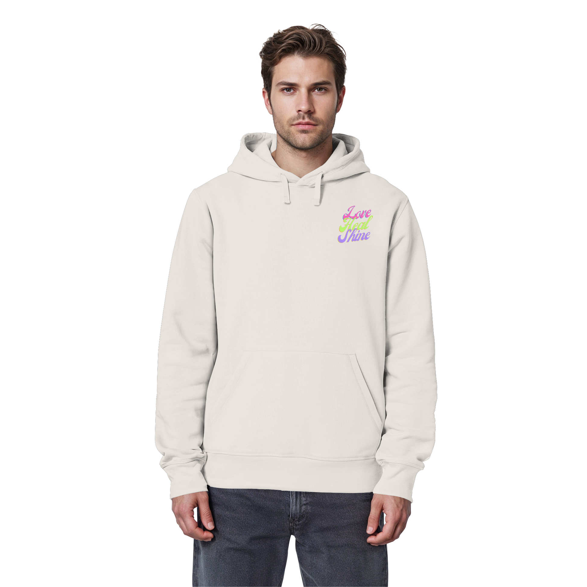 Organic Basic Unisex Hoodie „Love Heal Shine"