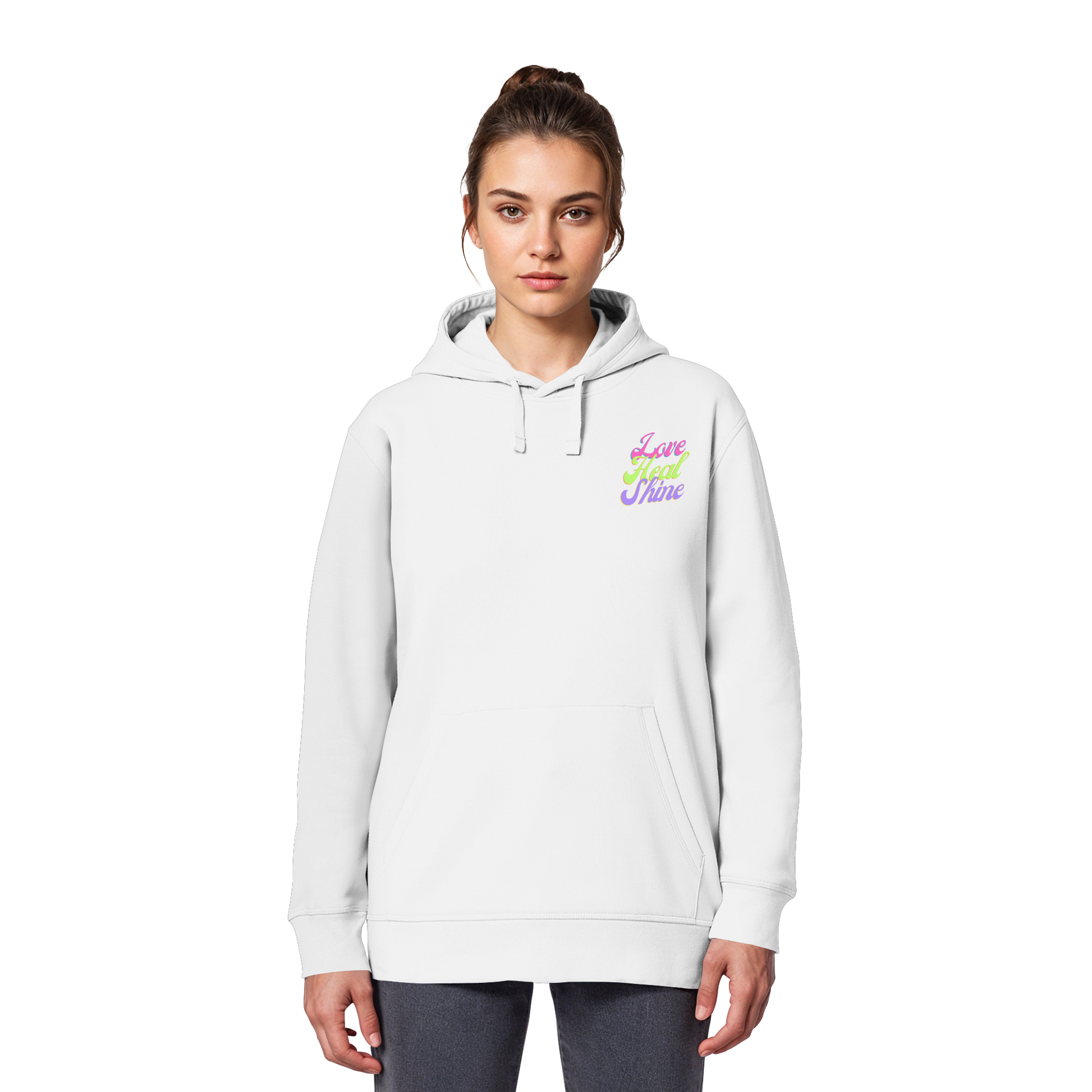 Organic Basic Unisex Hoodie „Love Heal Shine"