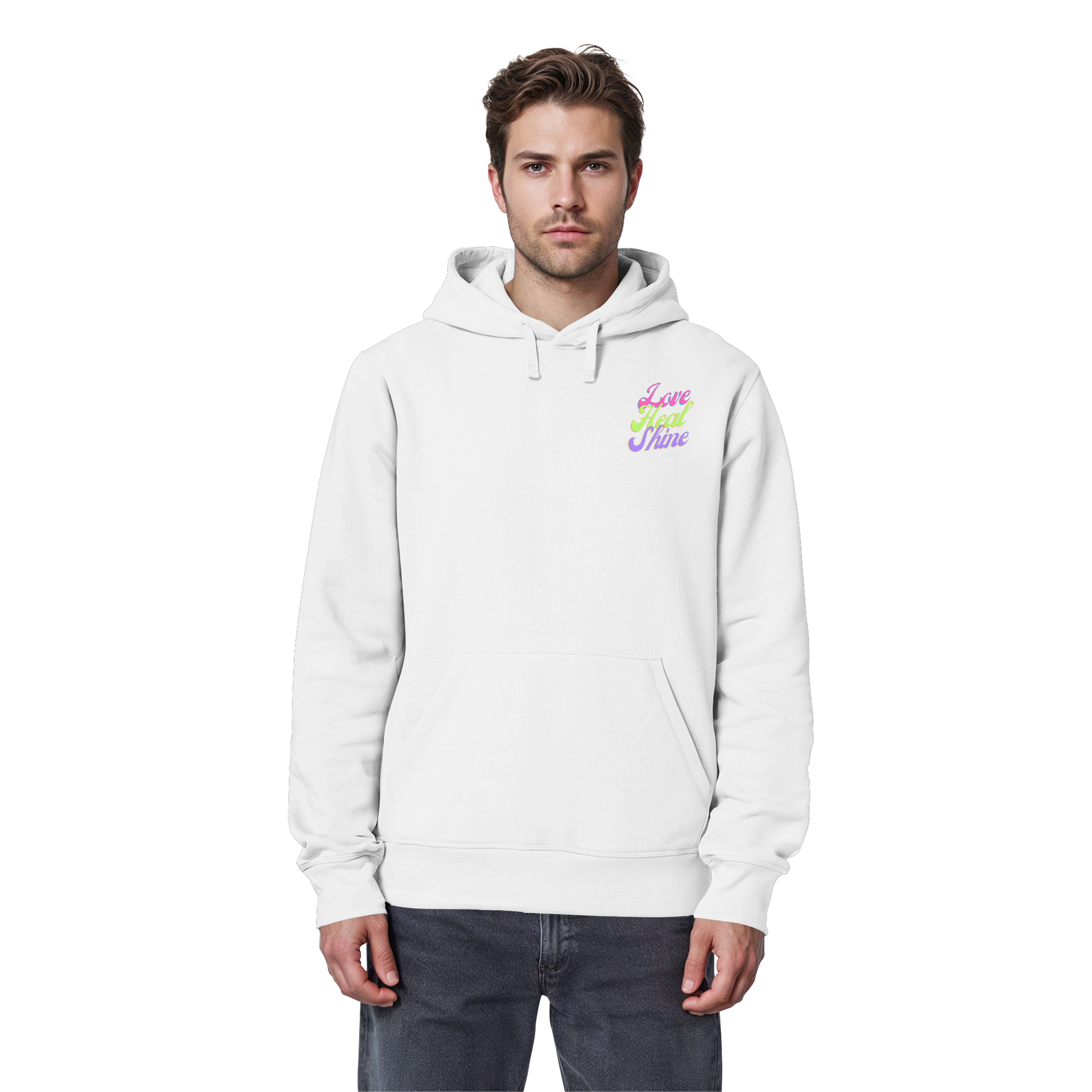 Organic Basic Unisex Hoodie „Love Heal Shine"