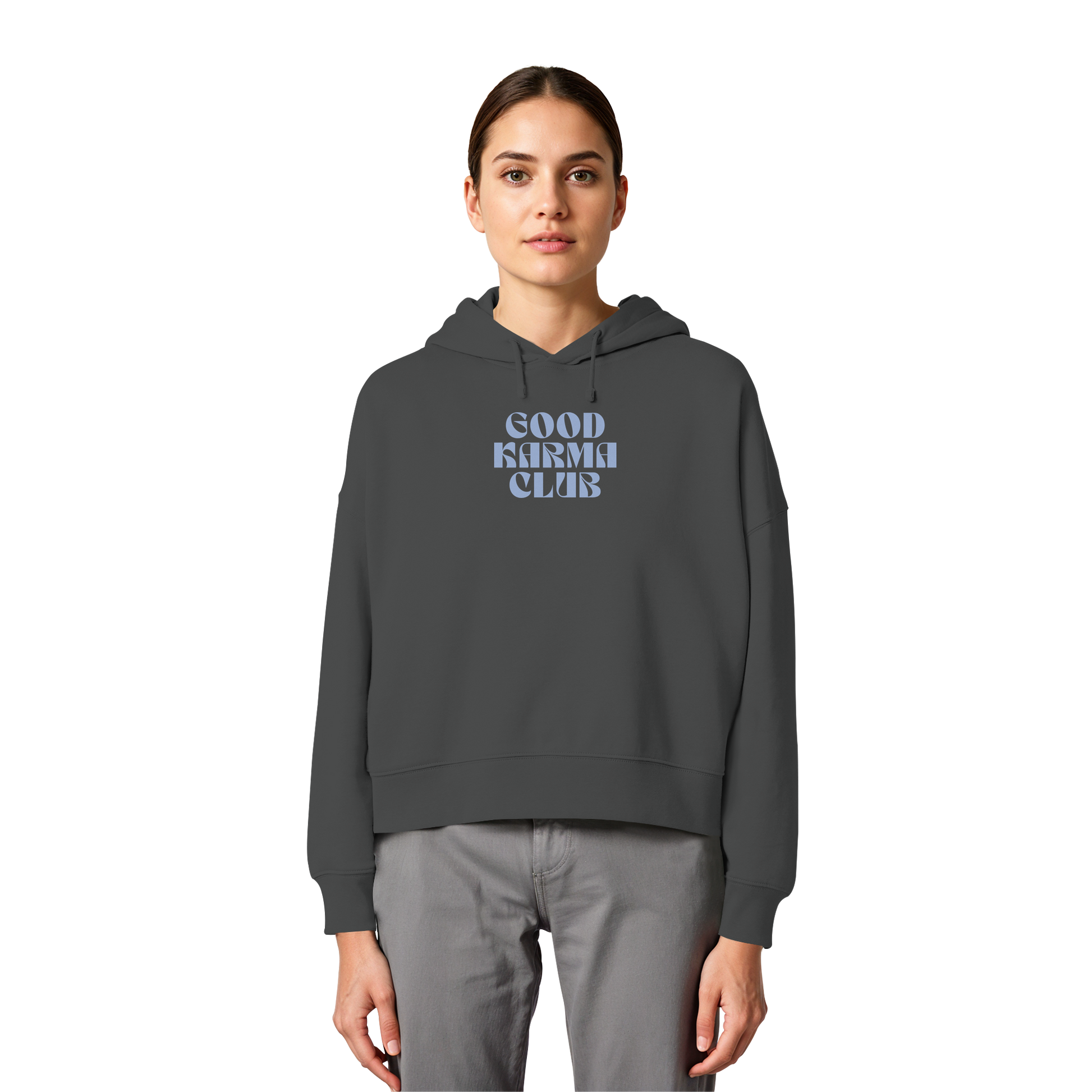 Women Organic Boxcut Hoodie "Good Karma Club"