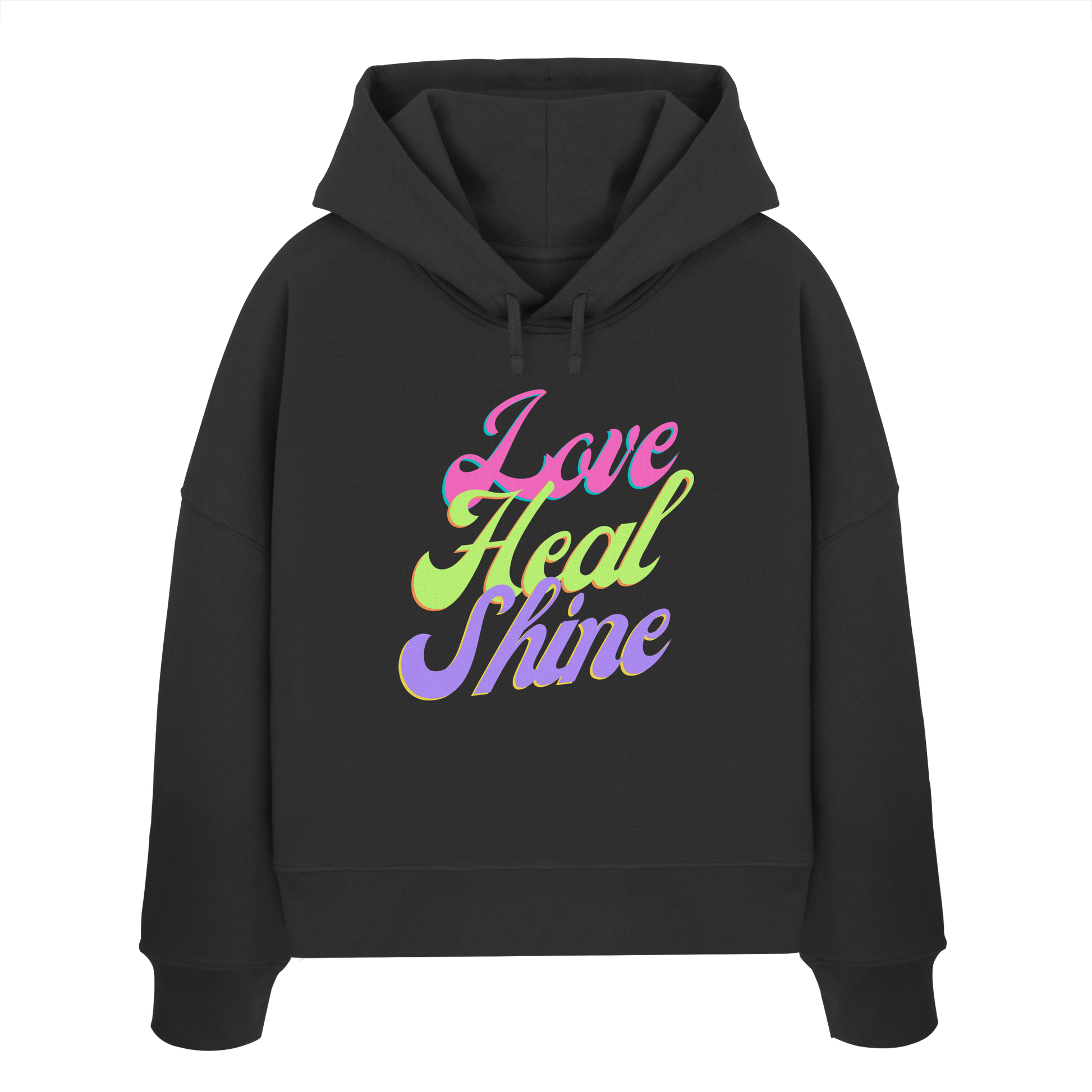 Women Organic Boxcut Hoodie „Love Heal Shine"
