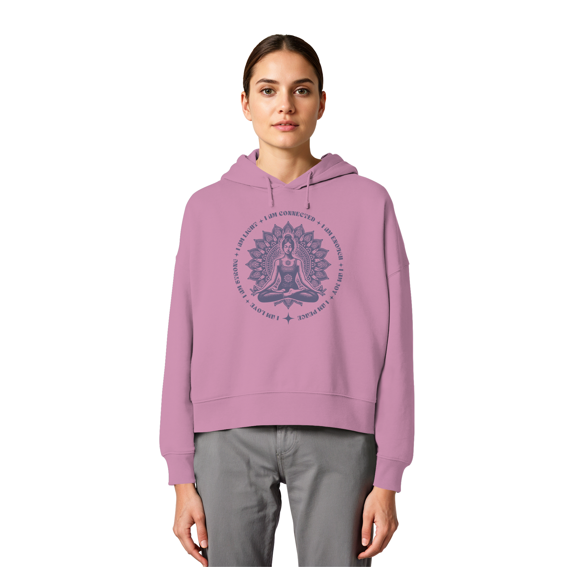 Women Organic Boxcut Hoodie „I am"