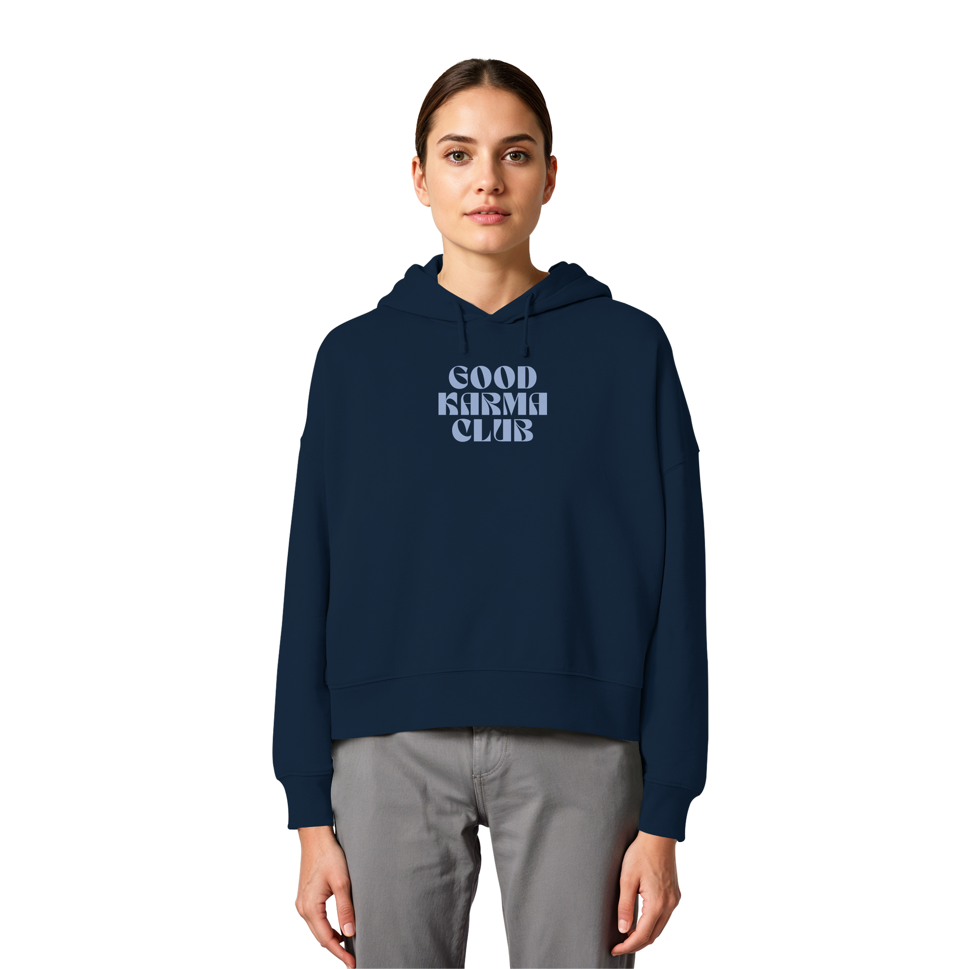 Women Organic Boxcut Hoodie "Good Karma Club"