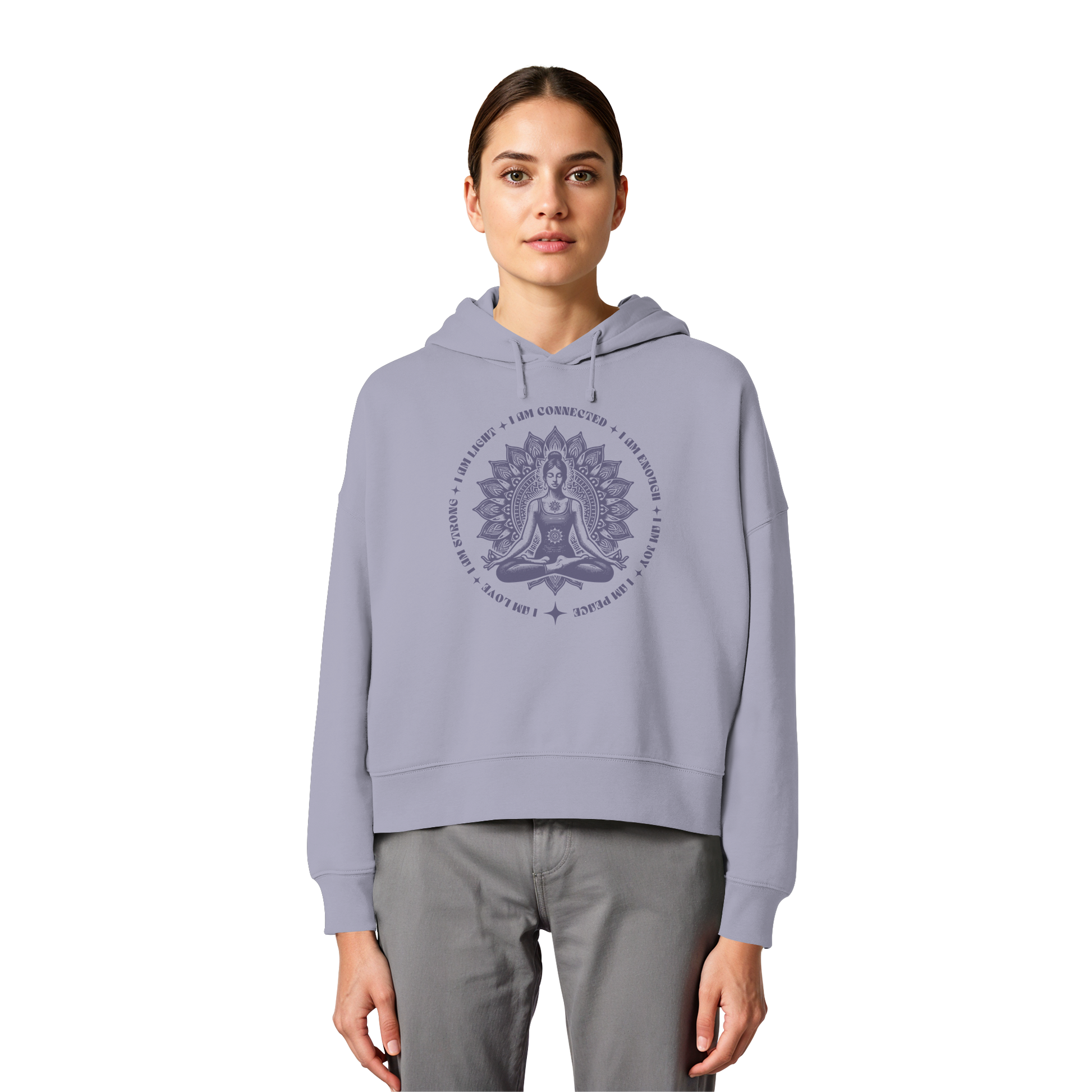 Women Organic Boxcut Hoodie „I am"