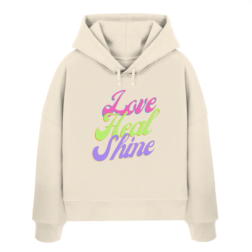 Women Organic Boxcut Hoodie „Love Heal Shine"