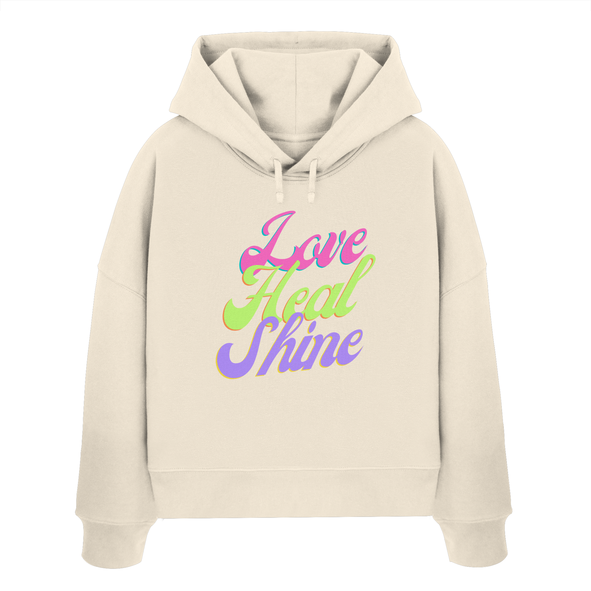Women Organic Boxcut Hoodie „Love Heal Shine"