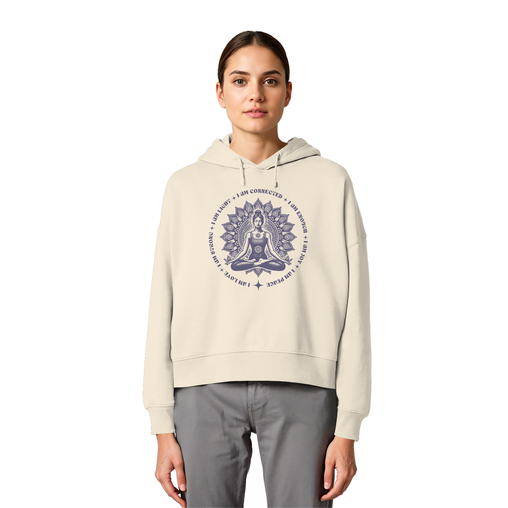 Women Organic Boxcut Hoodie „I am"