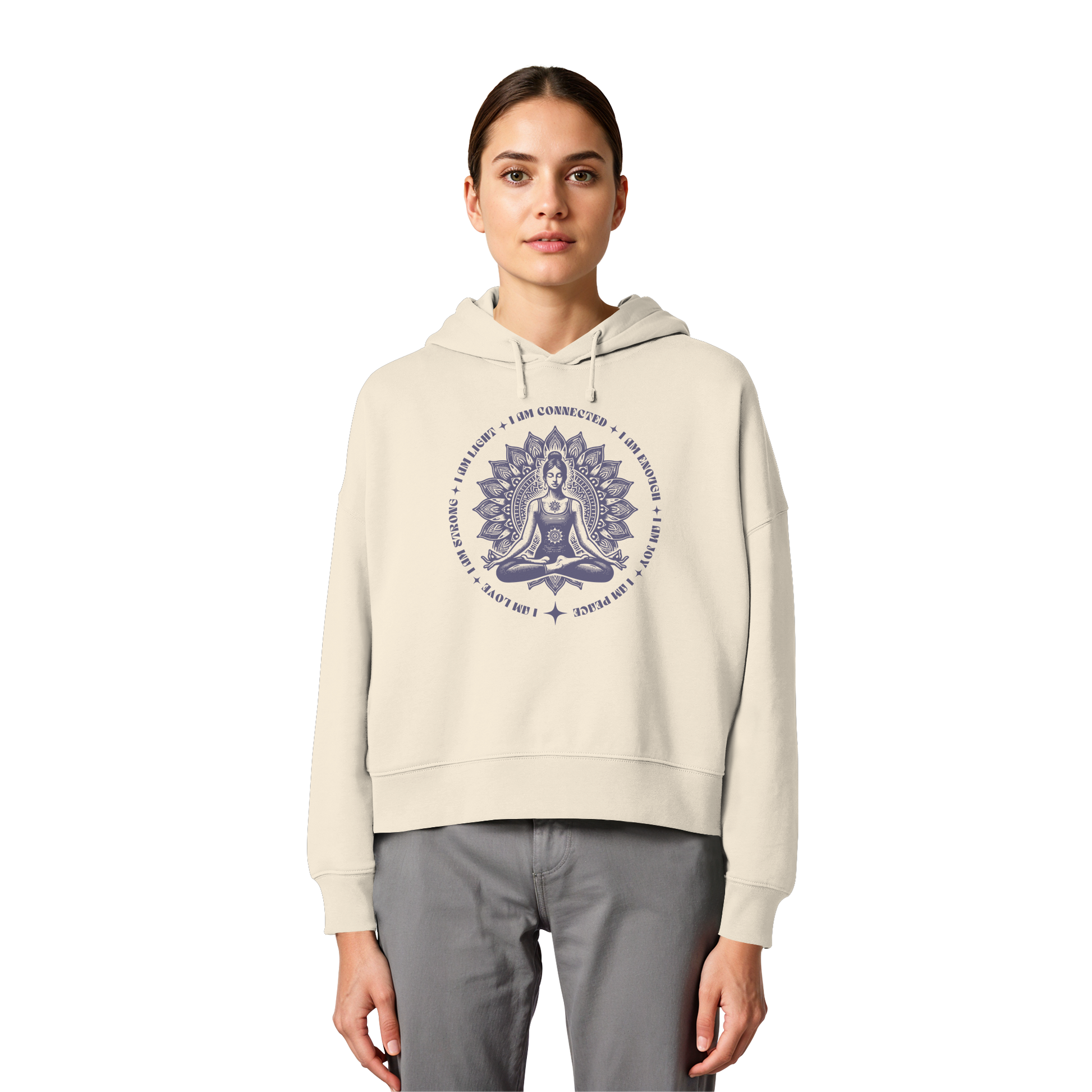 Women Organic Boxcut Hoodie „I am"