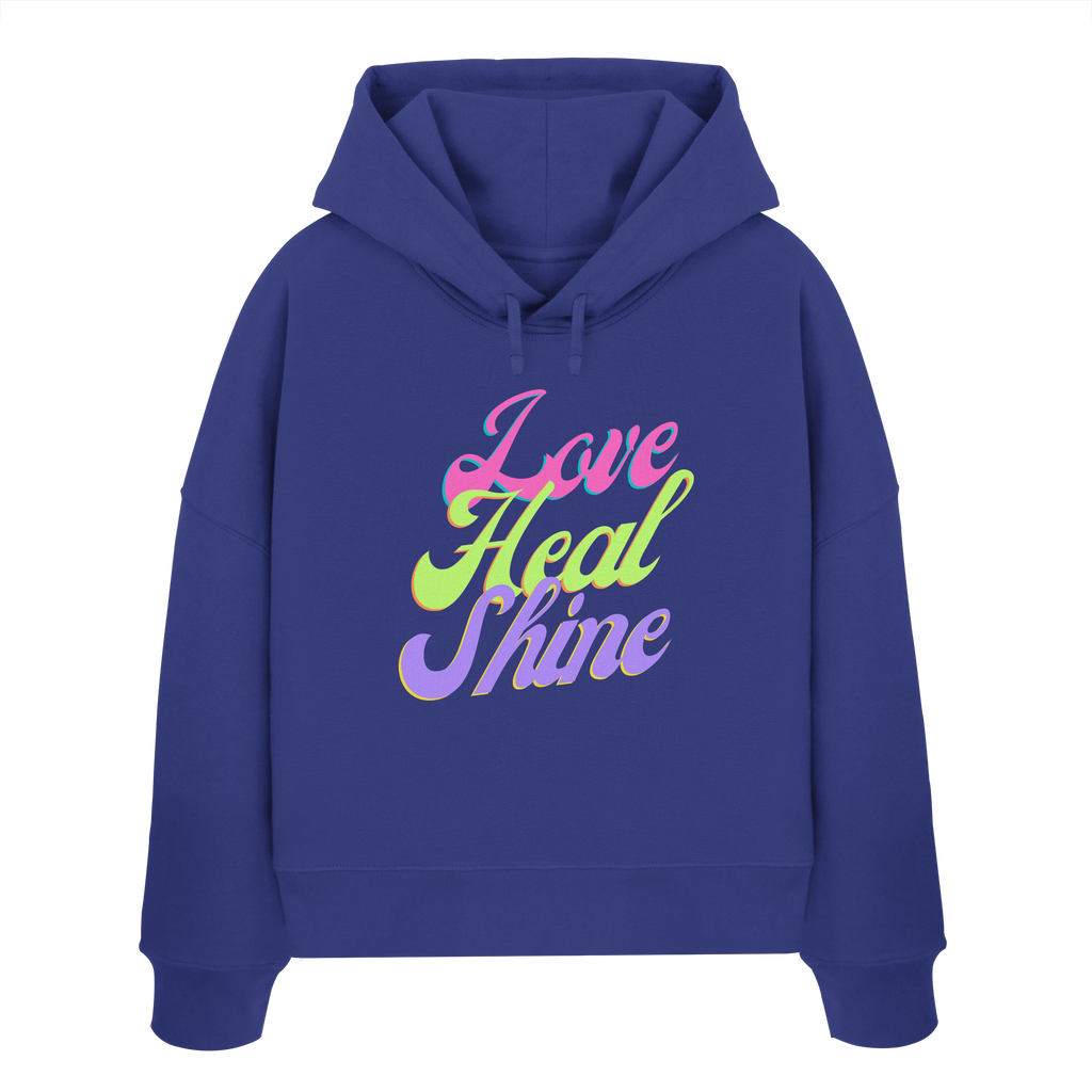 Women Organic Boxcut Hoodie „Love Heal Shine"
