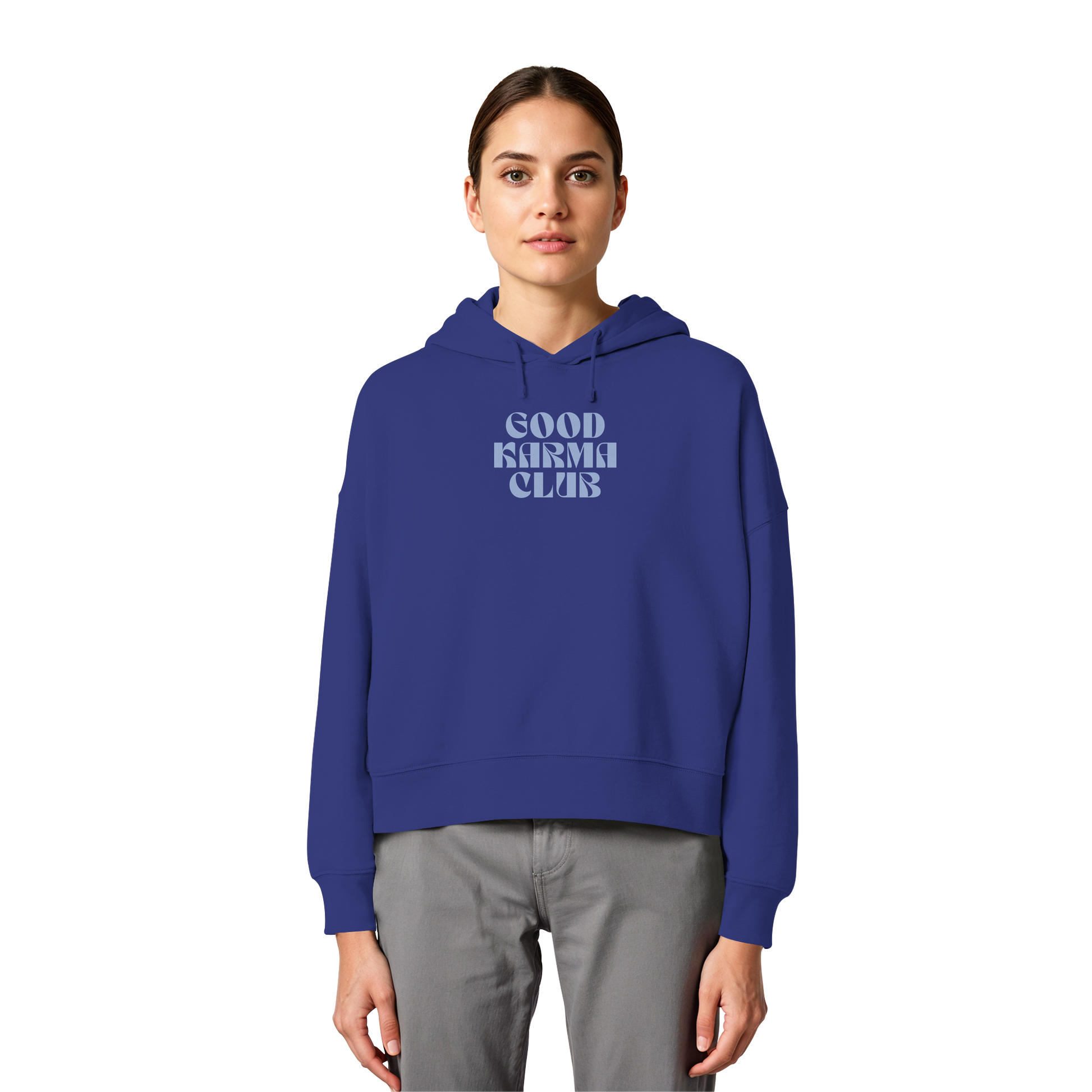 Women Organic Boxcut Hoodie "Good Karma Club"