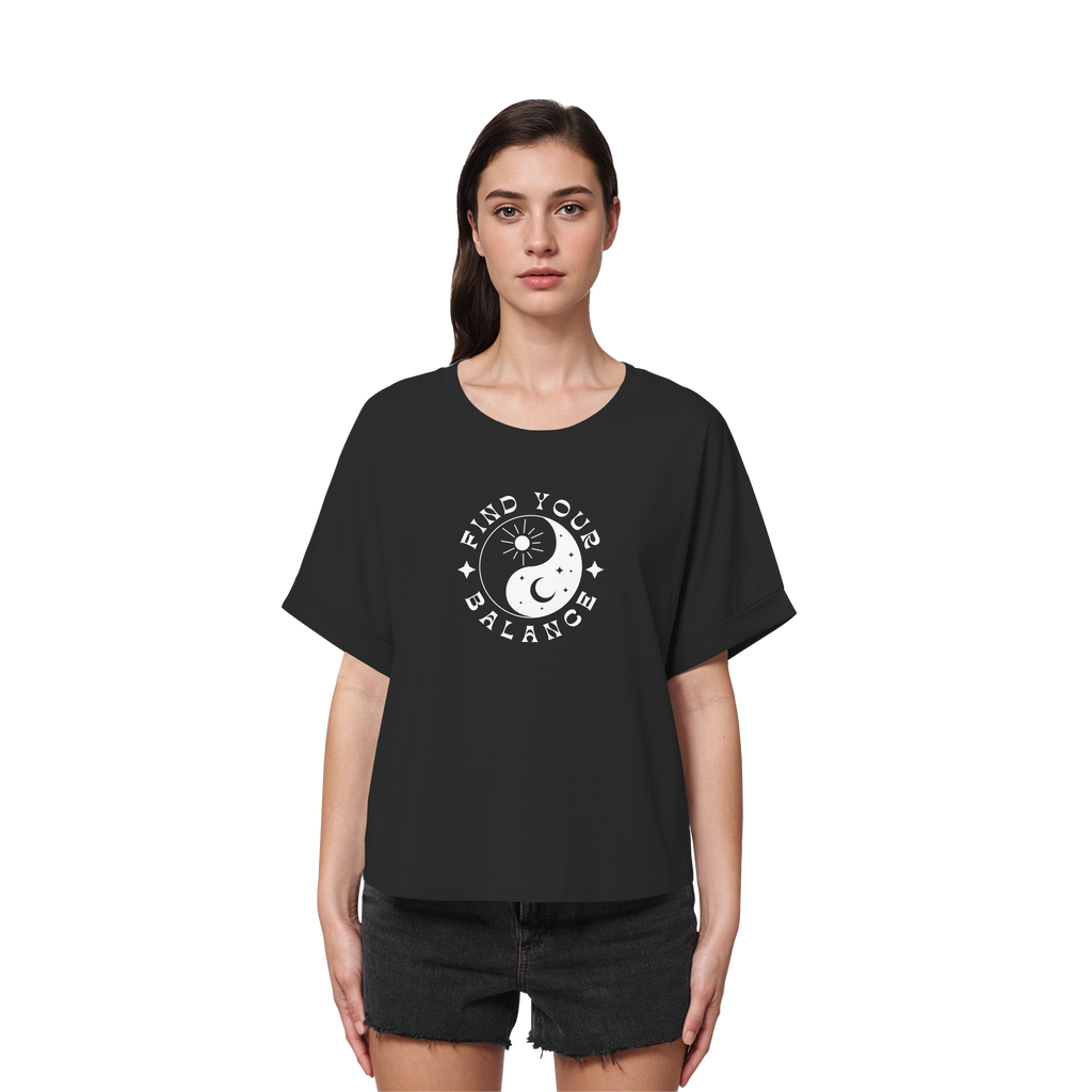 Womens Organic Rolled Sleeves Shirt "Find your Balance"