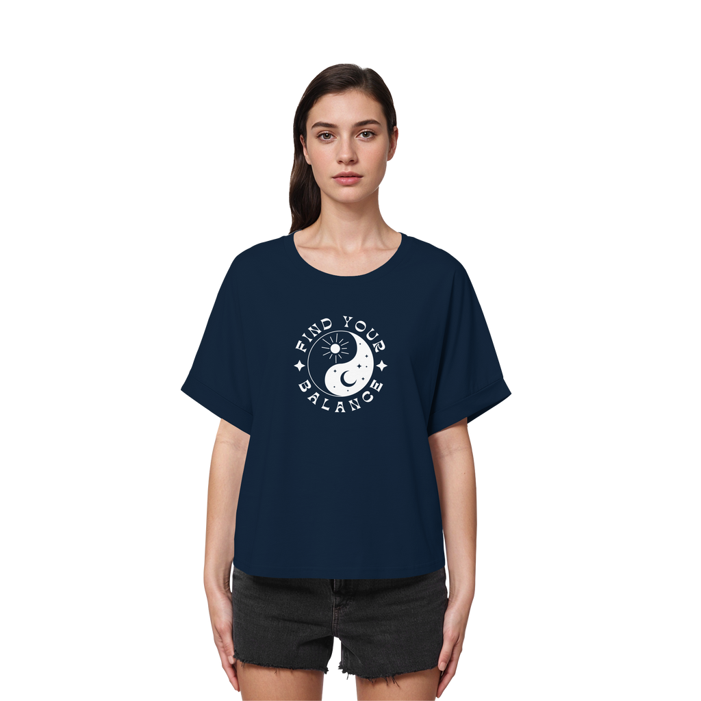 Womens Organic Rolled Sleeves Shirt "Find your Balance"