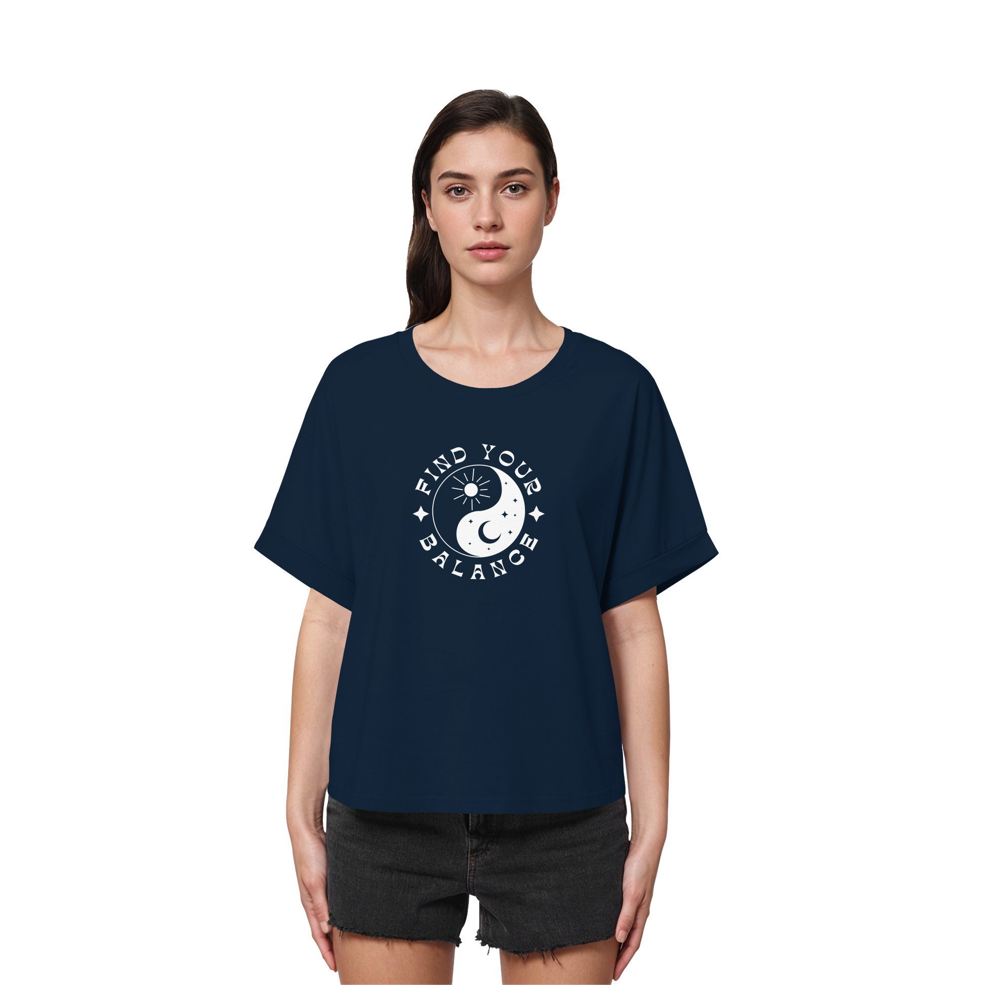 Womens Organic Rolled Sleeves Shirt "Find your Balance"