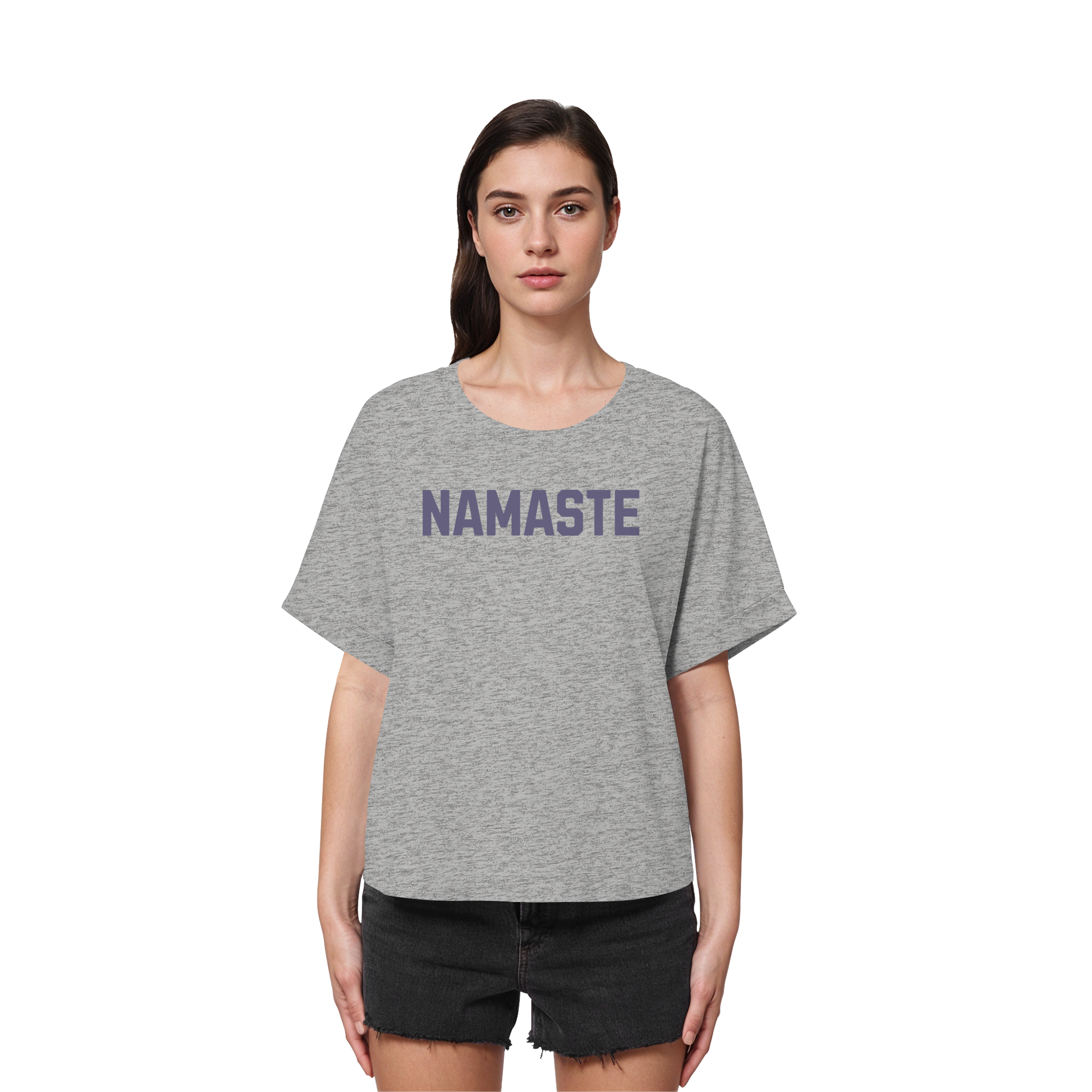 Women Rolled Sleeve Shirt „Namaste"