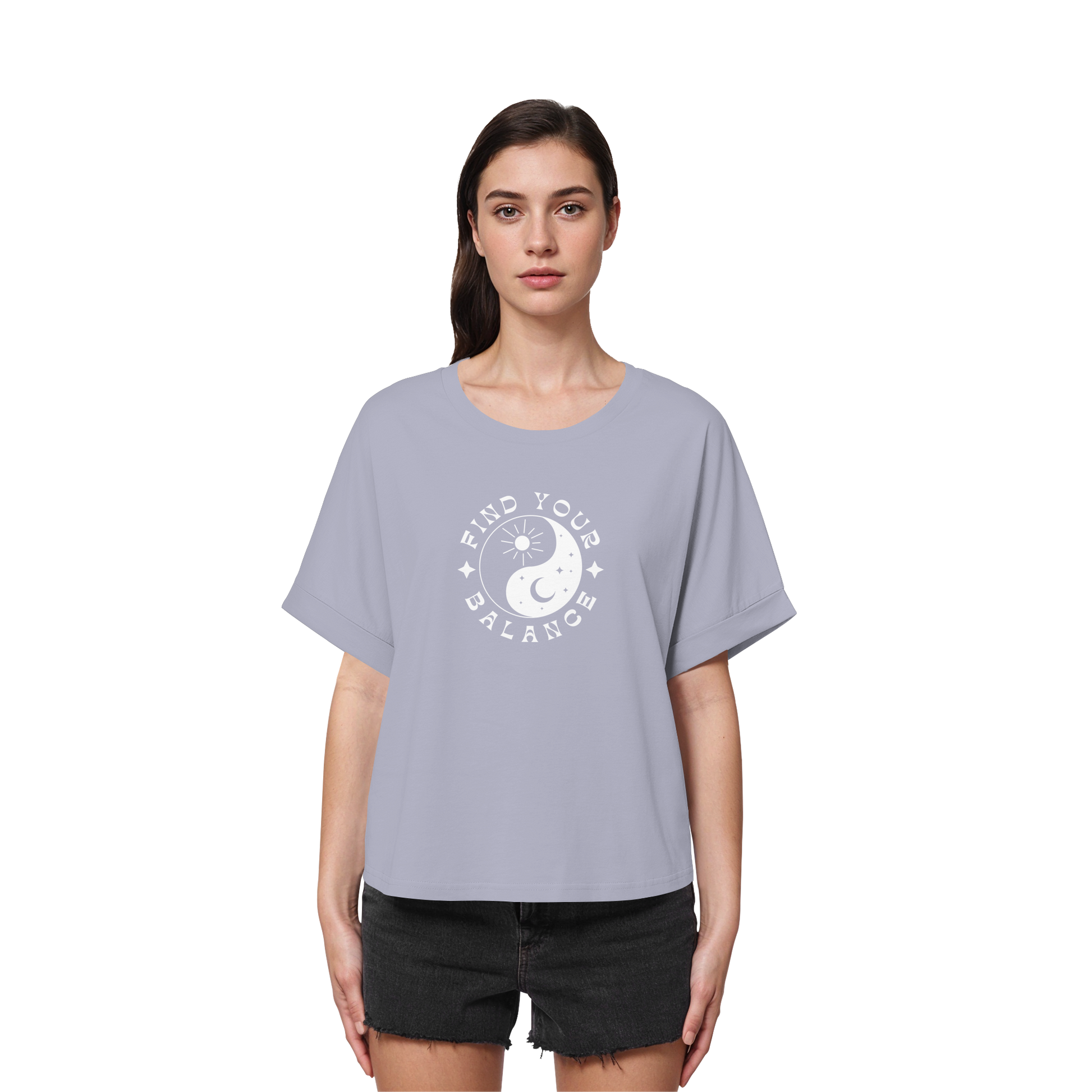 Womens Organic Rolled Sleeves Shirt "Find your Balance"