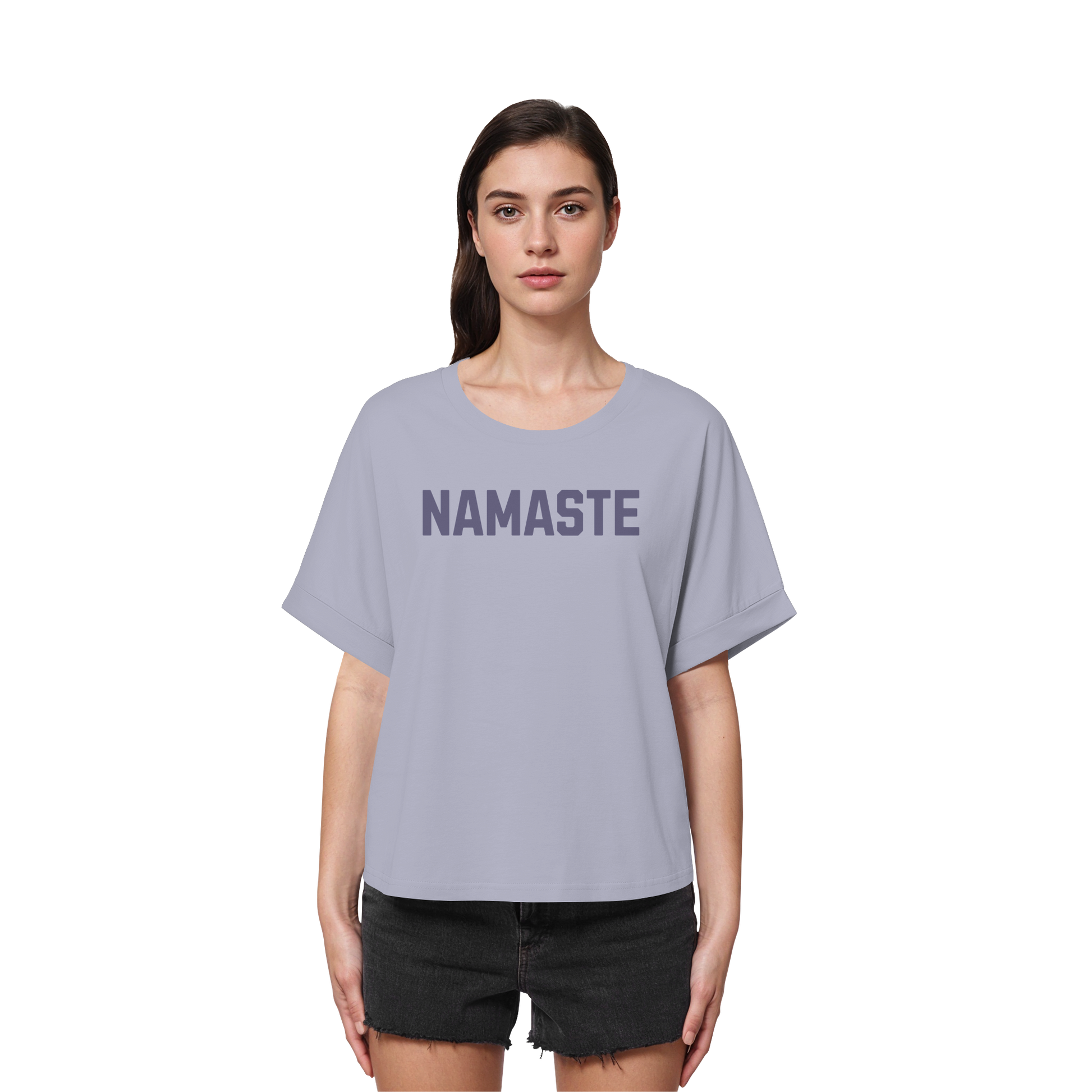 Women Rolled Sleeve Shirt „Namaste"