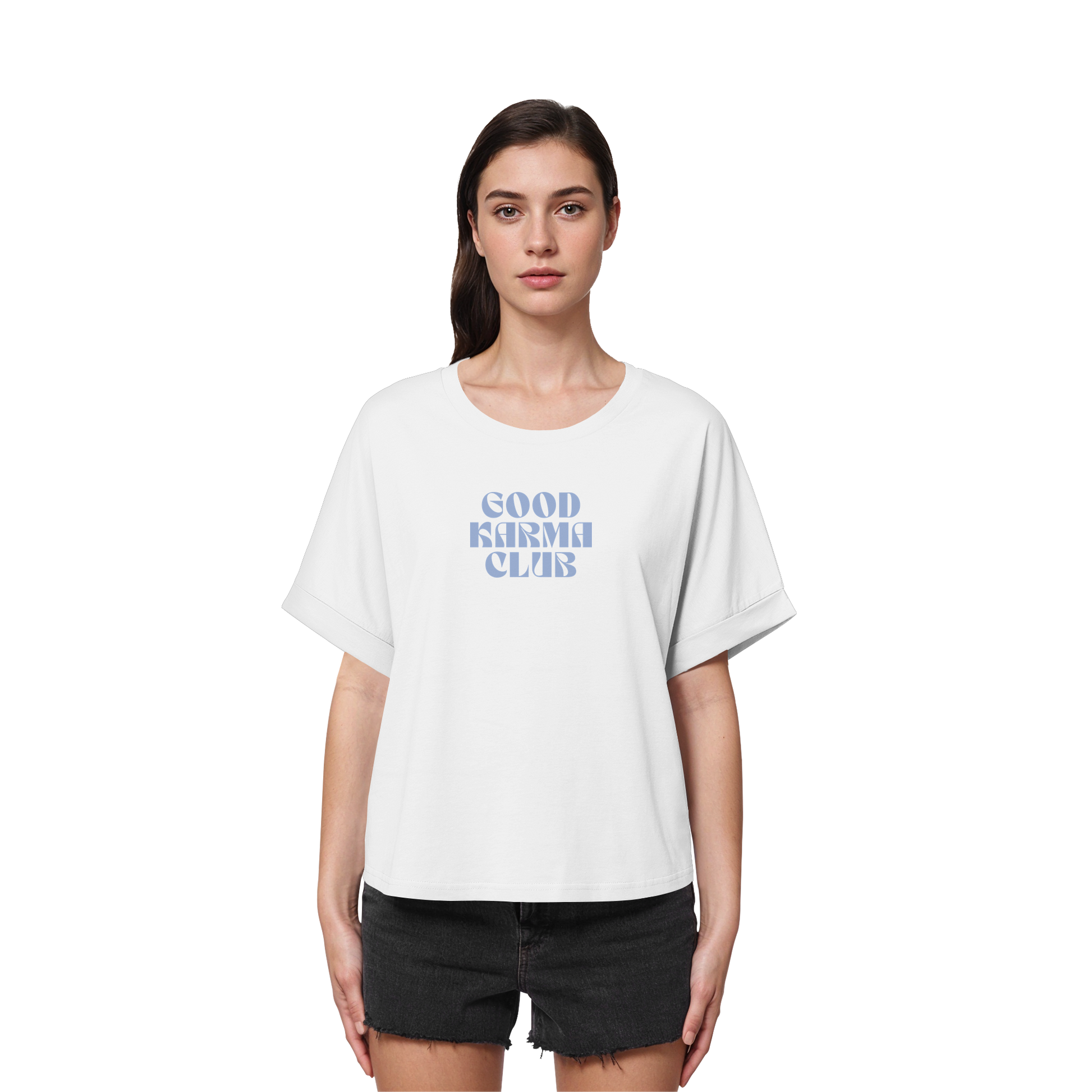 Women Rolled Sleeve Shirt "Good Karma Club"